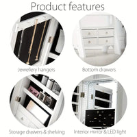 Dressing Table Storage Cabinet With Full Length Mirror, LED Lights - Free Standing