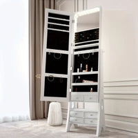 Dressing Table Storage Cabinet With Full Length Mirror, LED Lights - Free Standing